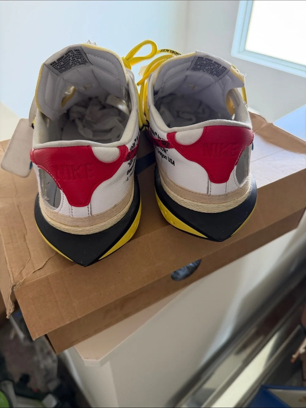 Off White/Nike Blazer Low '77 White Red Yellow Accent Athletic Shoes